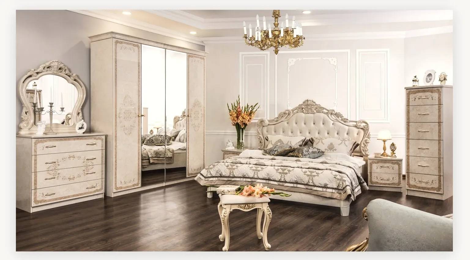 Кровать Патрисия 160х200 см крем корень глянец 5